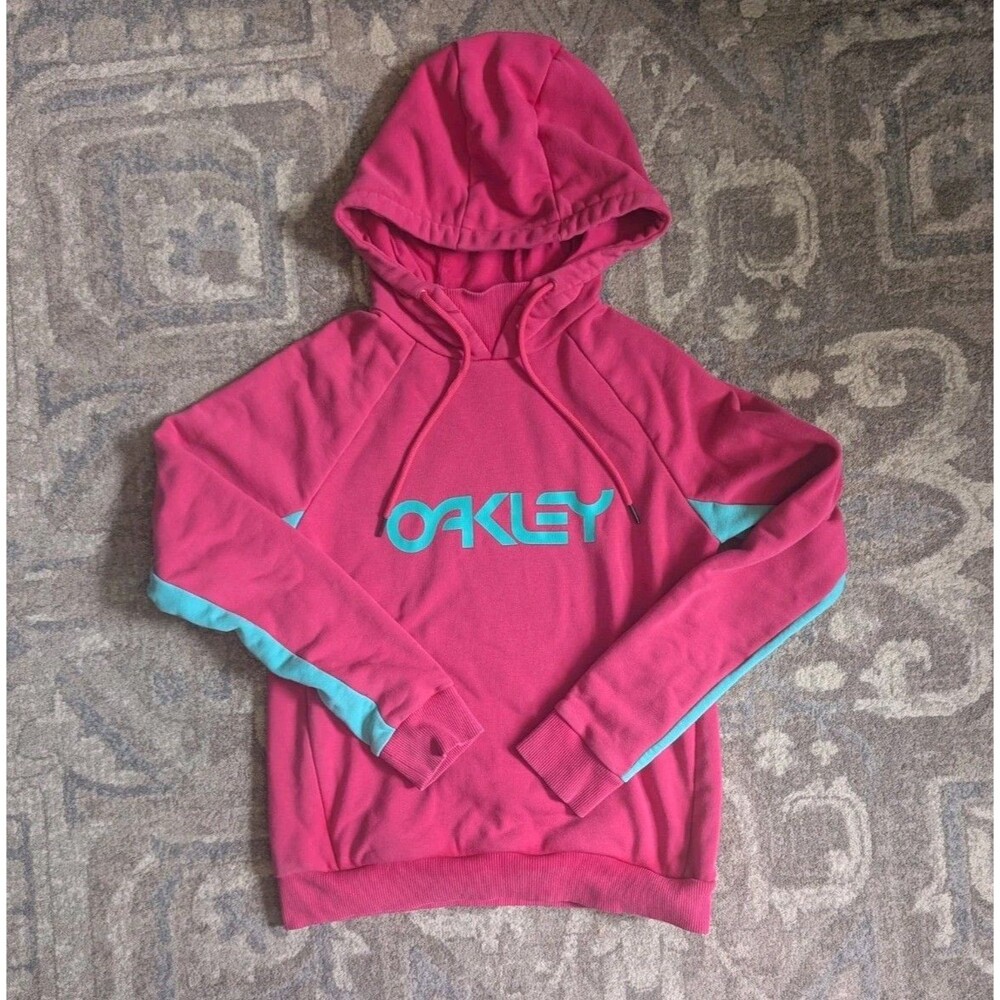 Oakley Hoodie Women XS Pink Fleece Pullover Sweatshirt Logo Athletic Performance